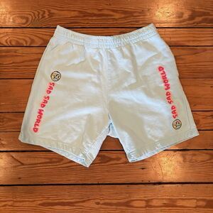 A LAB Sad Sad World Light Blue Fleece Lined Sweat Shorts Size M